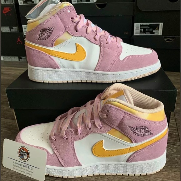 JORDAN 1 MID SE GS ARCTIC PINK CHERRY BLOSSOM - Picture 1 of 4